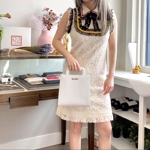 Sale! Gucci Cluny Lace Dress With Embroidery in White - Picture 3 of 16